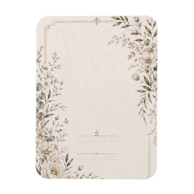 Heirloom Wedding Invitation with Refined Botanical Magnet (Vertical)
