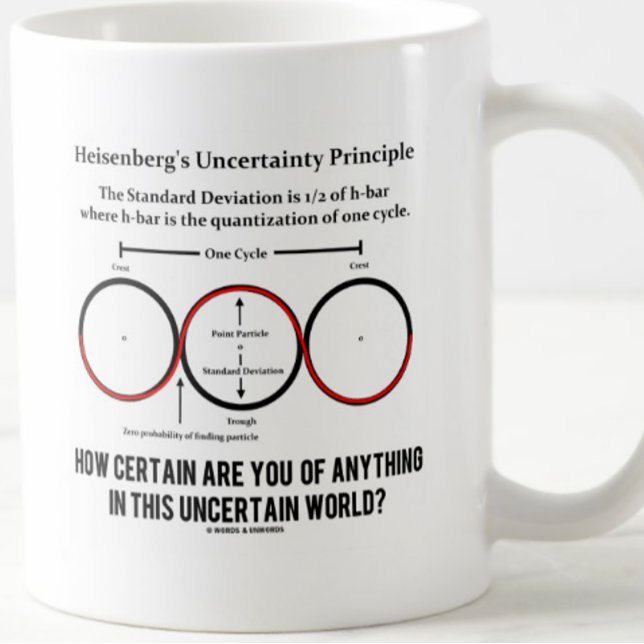 Heisenberg's Uncertainty Principle Physics Humour Coffee Mug (Heisenberg's Uncertainty Principle physics mug for anyone who understands the nature of uncertainty)