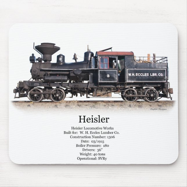 Heisler Logging Locomotive Mouse Pad (Front)