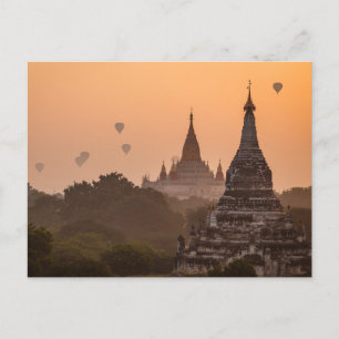 Heißluftballons über Bagan in Myanmar Postkarte Postcard