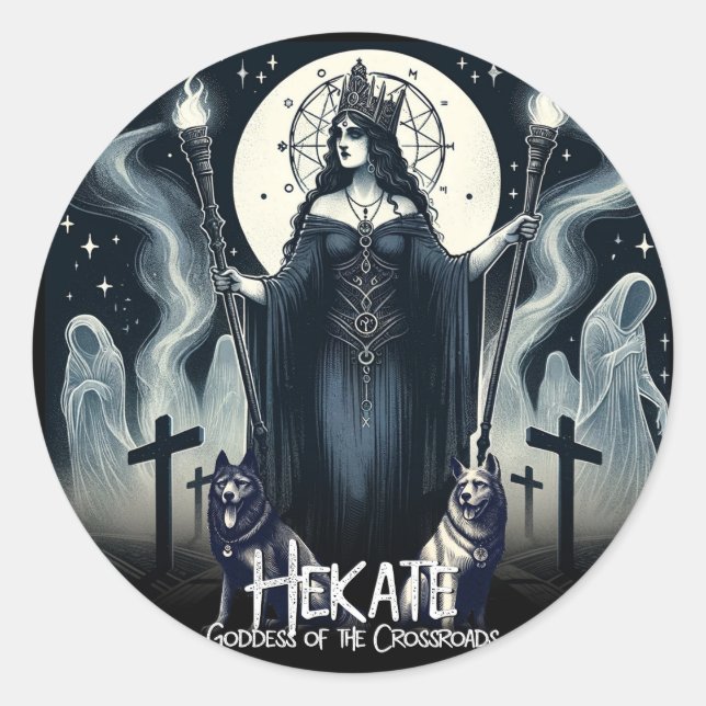 Hekate Goddess of the Crossroads Ghostly Spirits Classic Round Sticker (Front)