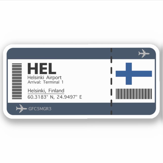 HEL Helsinki, Finland Airport Boarding Pass (Front)