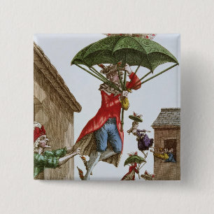 Held Aloft by Umbrellas and Butterflies 15 Cm Square Badge