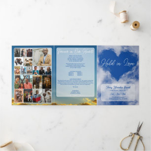 Held in Love Cloud Heart Trifold Funeral Program