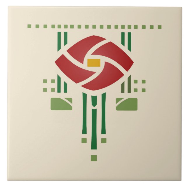 Helen Foster "Rose Frieze" Ceramic Tile (Front)