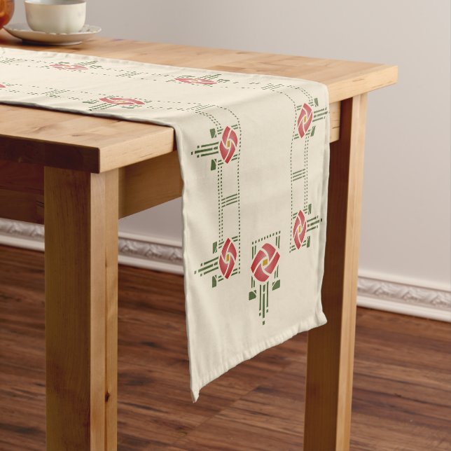 Helen Foster Rose Frieze Stencil Medium Table Runner (In Situ)