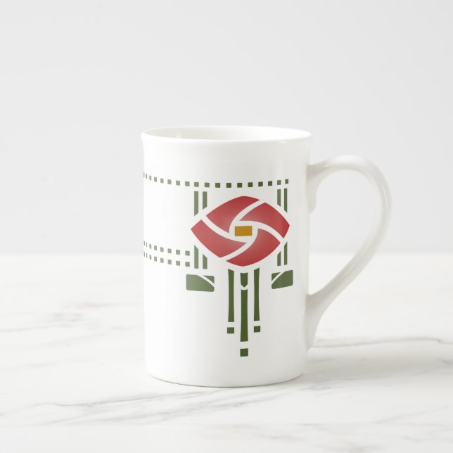 Helen Foster "Rose Frieze" Stencil Pattern Bone China Mug (Right)