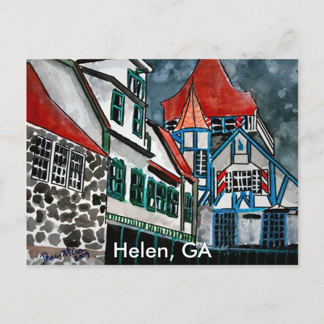 Helen GA vacation paradise German town Georgia art Postcard (Front)