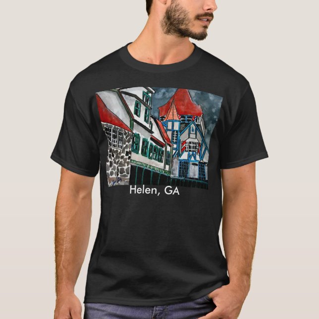 Helen GA vacation paradise German town Georgia art T-Shirt (Front)