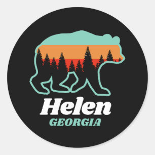 Helen Georgia GA Bavarian Alpine German Bear Retro Classic Round Sticker