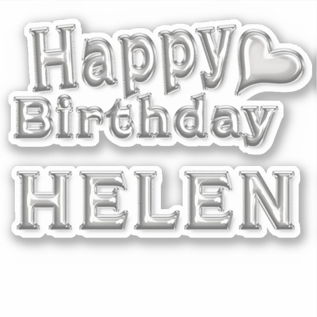 Helen Happy Birthday silver Sticker (Front)
