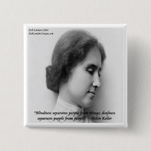 Helen Keller & Famous Deaf/Blind Quote 15 Cm Square Badge