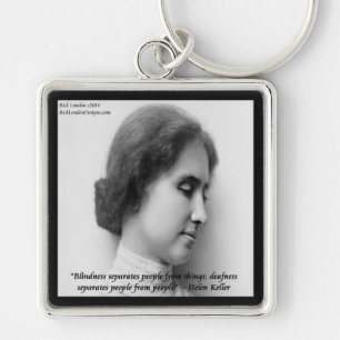 Helen Keller & Famous Deaf/Blind Quote Key Ring