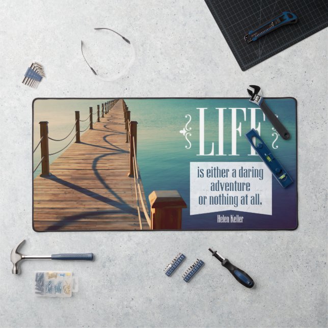 Helen Keller Inspirational Quote "Adventure" Desk Mat (Workstation)