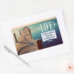Helen Keller Inspirational Quote "Adventure" Rectangular Sticker