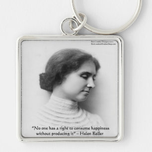 Helen Keller "Right 2 Happiness" Wisdom Quote Gift Key Ring