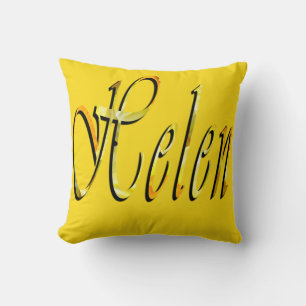 Helen Name In Floral Yellow, Cushion