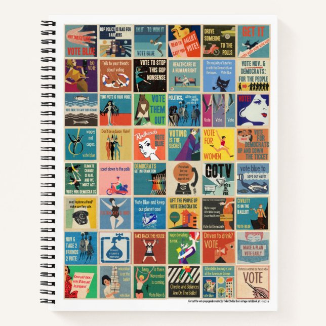Helen Stickler's 48 GOTV memes on notebook (Front)