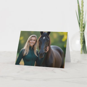 Helena Chevalier with Her Faithful Horse Companion Thank You Card
