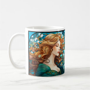 Helena - Dark Blonde Woman in Art Nouveau Style Coffee Mug