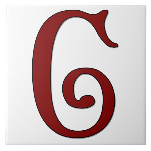 Helena Letter C in Red Monogram Tile (Front)