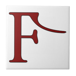 Helena Letter F in Red Monogram Tile