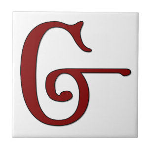 Helena Letter G in Red Monogram Tile