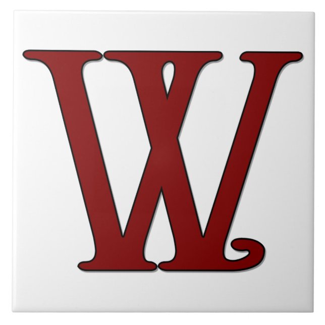 Helena Letter W in Red Monogram Tile (Front)