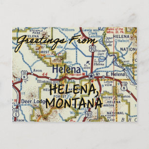 Helena MT Vintage Map Postcard