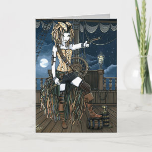 "Helena" Sky Pirate Ship Moon Fae Card