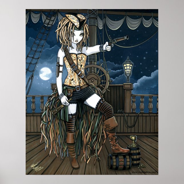 "Helena" Sky Pirate Ship Moon Fae Poster (Front)