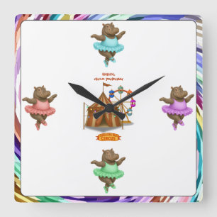 Helene circus performer square wall clock