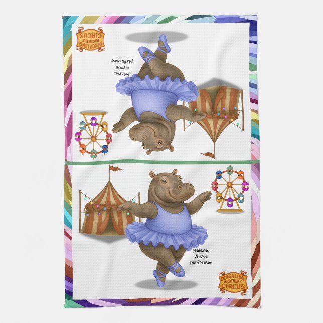 Helene circus performer tea towel (Vertical)