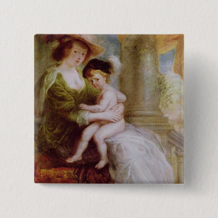 Helene Fourment and her son Frans 15 Cm Square Badge