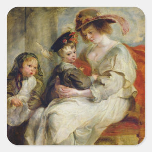 Helene Fourment with Two of her Children Square Sticker