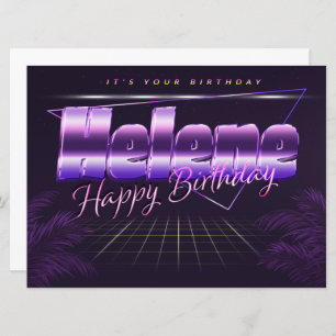 Helene Name First name lila retro card Birthday