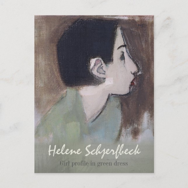 Helene Schjerfbeck Girl profile in green dress Postcard (Front)