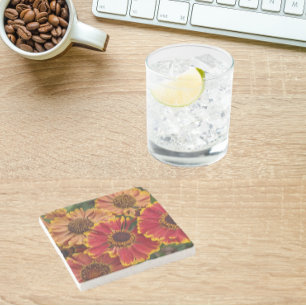 Helenium Autumnale Blooms Floral Stone Coaster