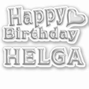 Helga Happy Birthday silver Sticker