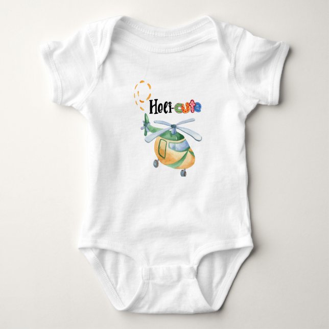 Heli-cute baby clothes, Helicopter themed  Bodysuit (Front)