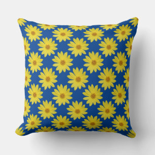 Helianthus 'Lemon Queen' Pattern - Deep Blue Cushion