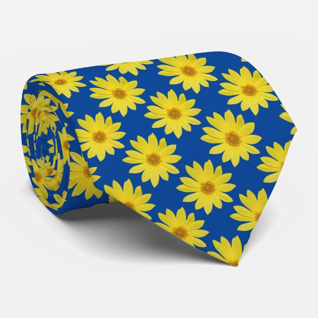 Helianthus 'Lemon Queen' Pattern - Deep Blue Tie (Rolled)
