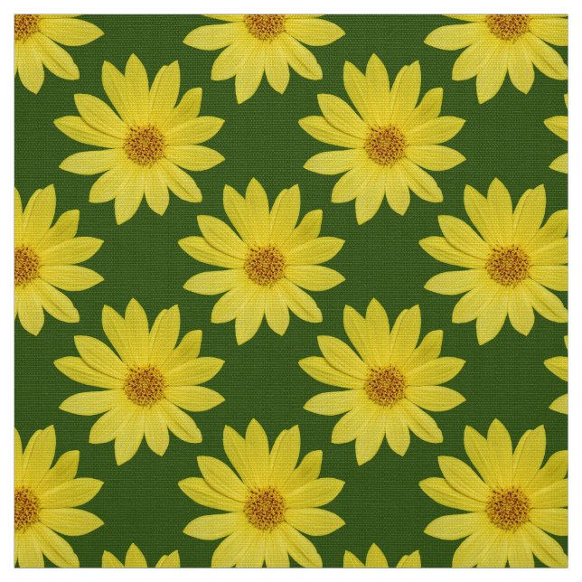Helianthus 'Lemon Queen' Pattern - Forest Green Fabric (Swatch)