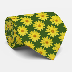 Helianthus 'Lemon Queen' Pattern - Forest Green Tie