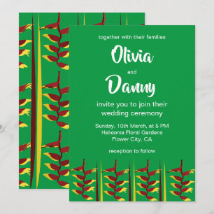 Heliconia Flower Floral Wedding  Invitation