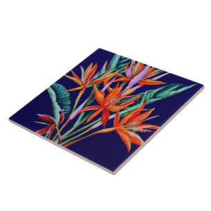 Heliconia heaven ceramic tile