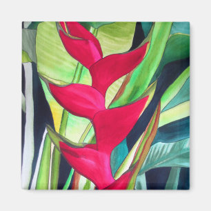 Heliconia Lobster Claw tropical watercolour flower Magnet