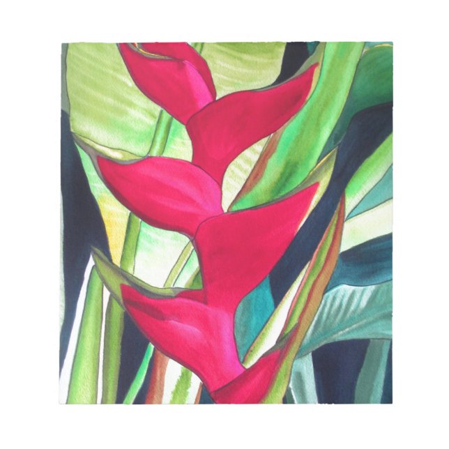 Heliconia Lobster Claw tropical watercolour flower Notepad (Front)