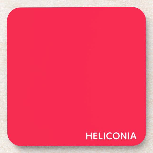 Heliconia red colour name coaster (Front)