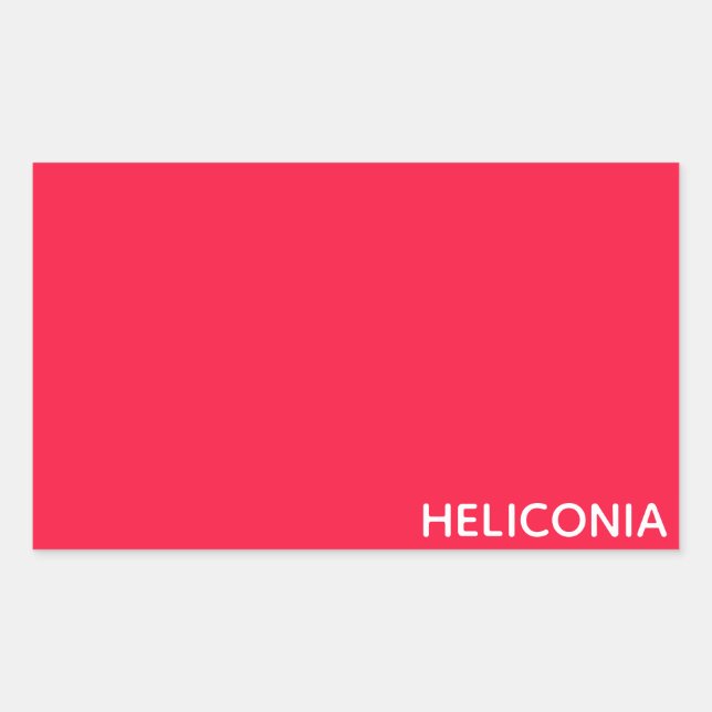 Heliconia red colour name rectangular sticker (Front)